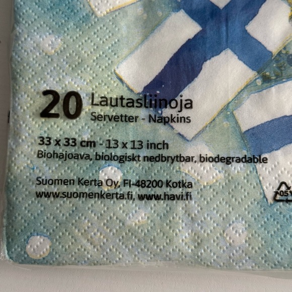 Havi Finnish Paper Dinner (20) and Cocktail (20) Napkins Minna Immonen Design - Picture 4 of 7